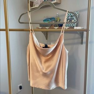 Gold satin cowl neck crop top